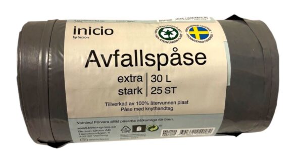 inicio Avfallspåse Extra stark Grå  30L 25 st