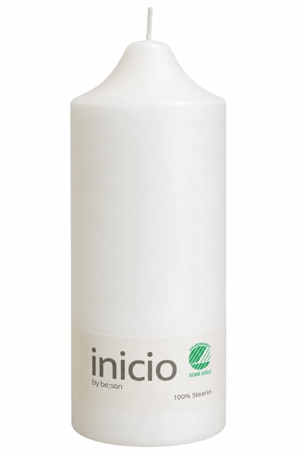 inicio Blockljus 10x25 cm Vit 100% stearin