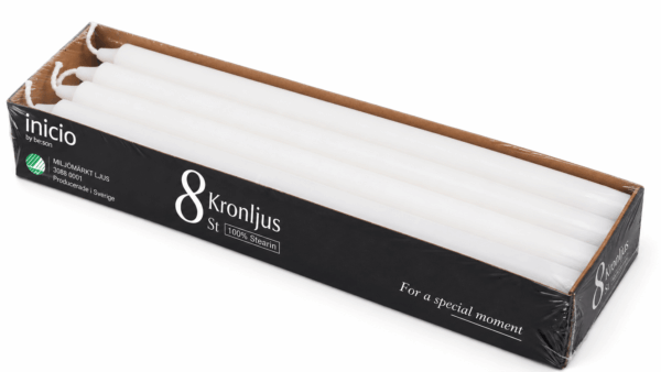 inicio Kronljus Vit 100%stearin 35cm 8p 13h Svan