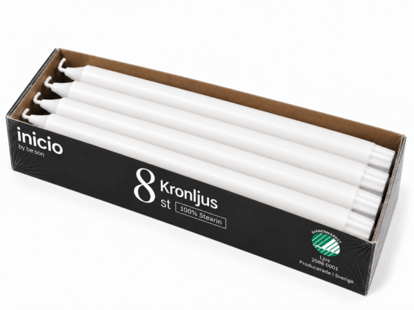 inicio Kronljus Vit 100%stearin 28cm 8p 10h Svan