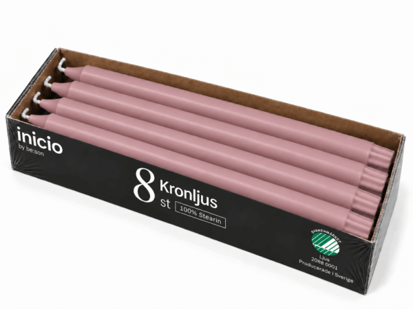 inicio Kronljus Rosa 100%stearin 28cm 8p 10h Svan