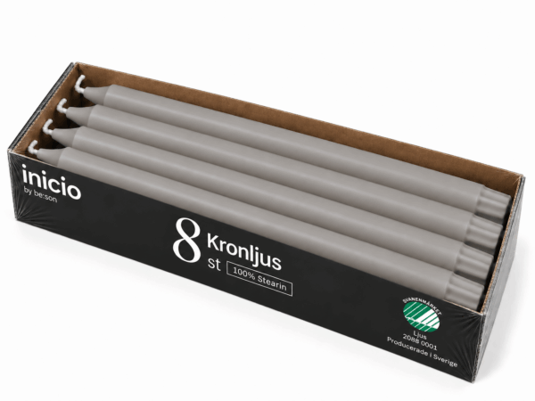 inicio Kronljus Grå 100%stearin 28cm 8p 10h Svan