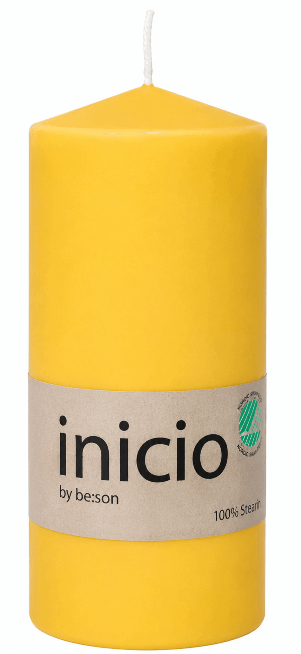 inicio Blockljus 67x150 mm Gul 100% stearin