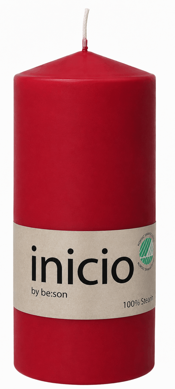 inicio Blockljus Röd 100% stearin 67x150mm Svanen