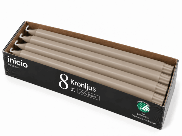 inicio Kronljus Beige 100%stearin 28cm 8p 10h Svan