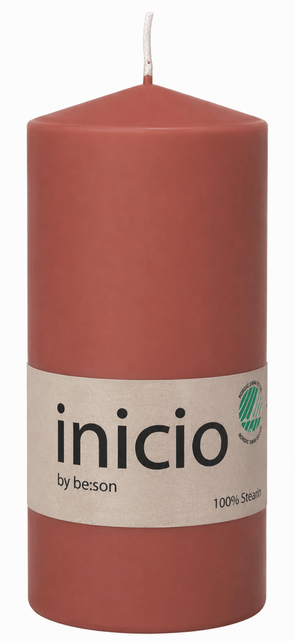inicio Blockljus 67x150 mm Korall 100% stearin