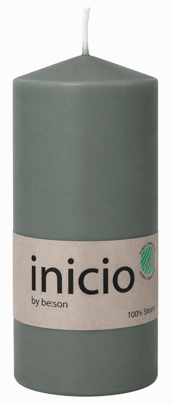 inicio Blockljus 67x150 mm Grön100% stearin Plast
