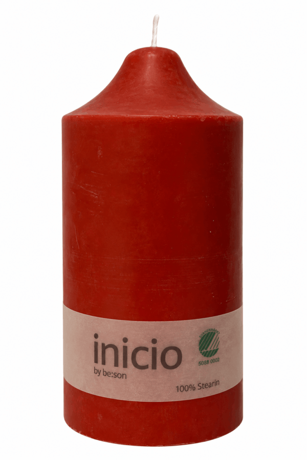 inicio Blockljus 10x20cm Röd 100% stearin Svanen