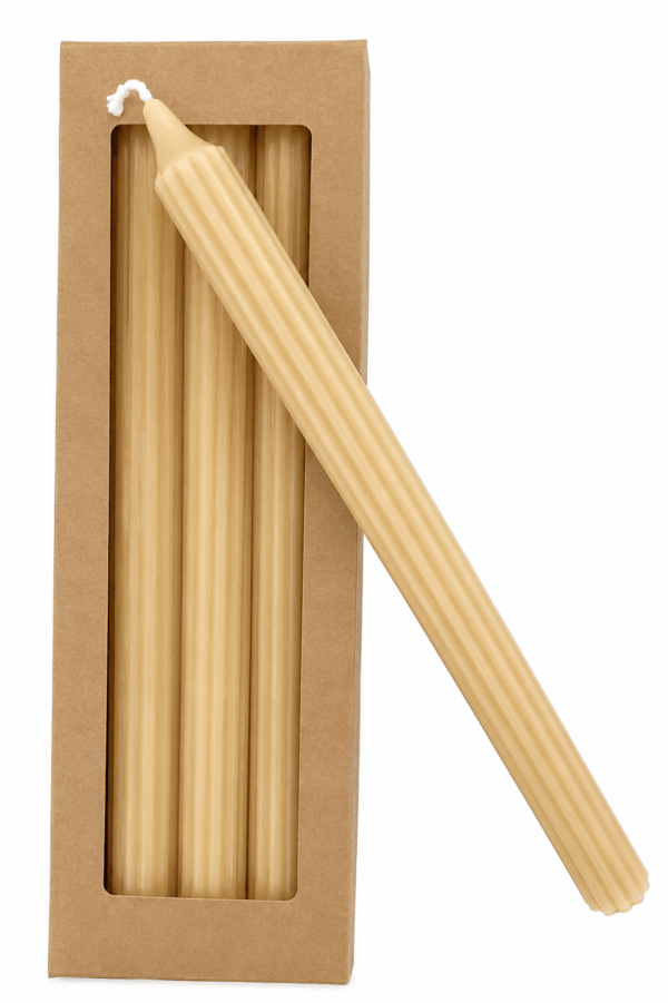 inicio Kronljus Räfflade Gul 100% Stearin 28cm 4p