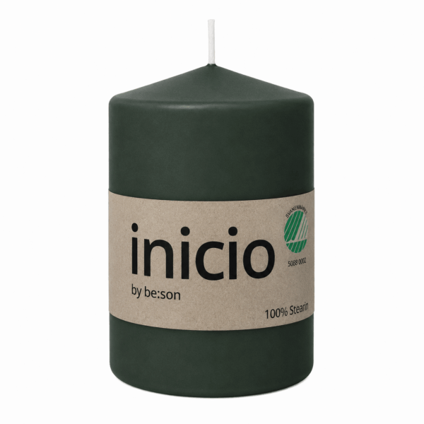 inicio Blockljus 67x100 mm Djupgrön 100% stearin