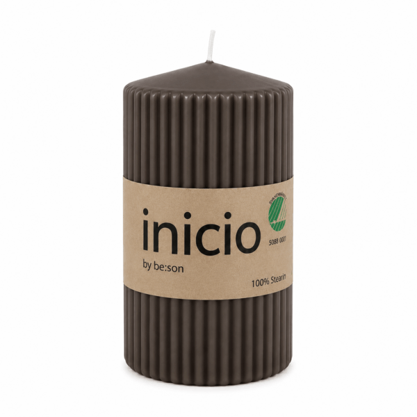 inicio Blockljus 67x120 mm Räfflad Nougat Stearin