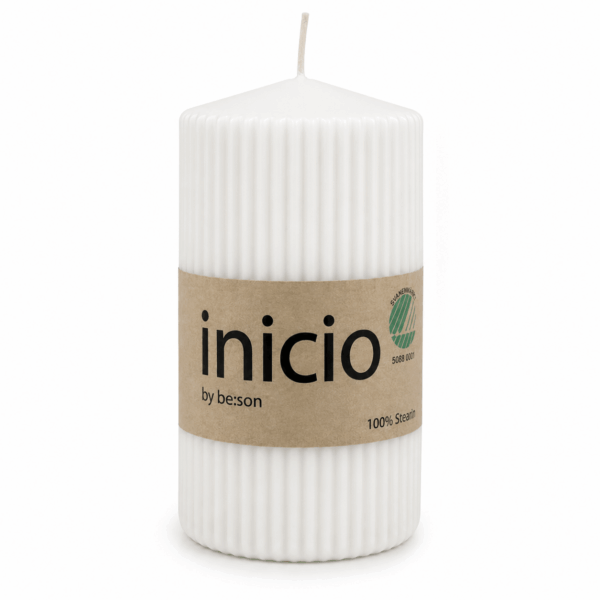 inicio Blockljus 67x120 mm Räfflad Vit Stearin