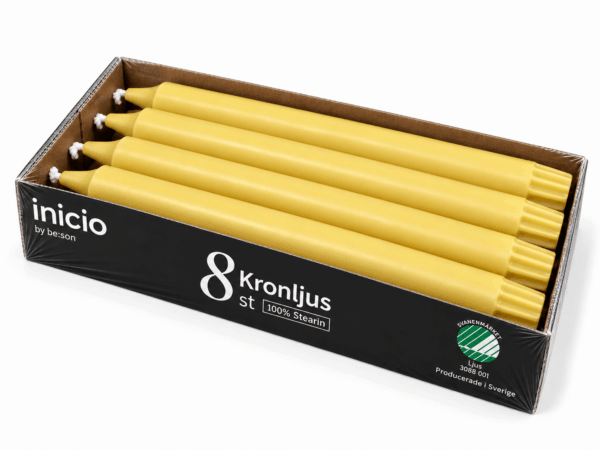 inicio Kronljus Gul 100%stearin 24cm 8p 8,5h