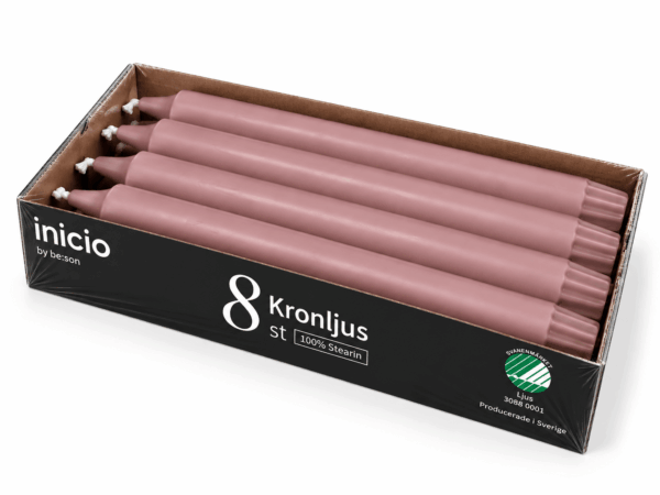 inicio Kronljus Rosa 100%stearin 24cm 8p 8,5h