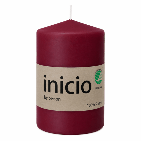 inicio Blockljus 67x100 mm Bordeaux 100% stearin