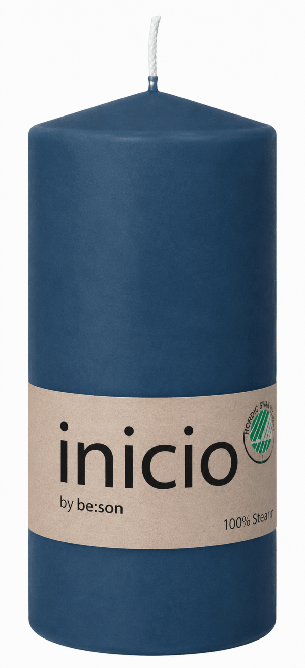 inicio Blockljus Djupblå 100% stearin 67x150mm Sva